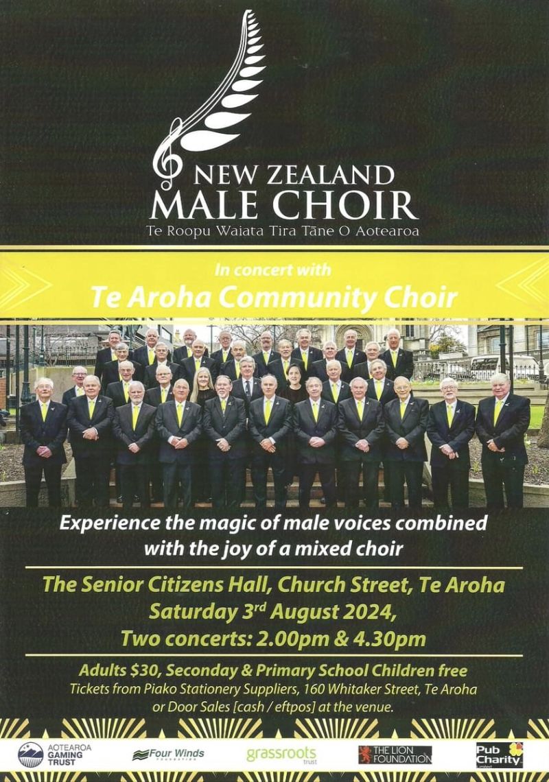 NZ Male Choir in concert with Te Aroha Community Choir